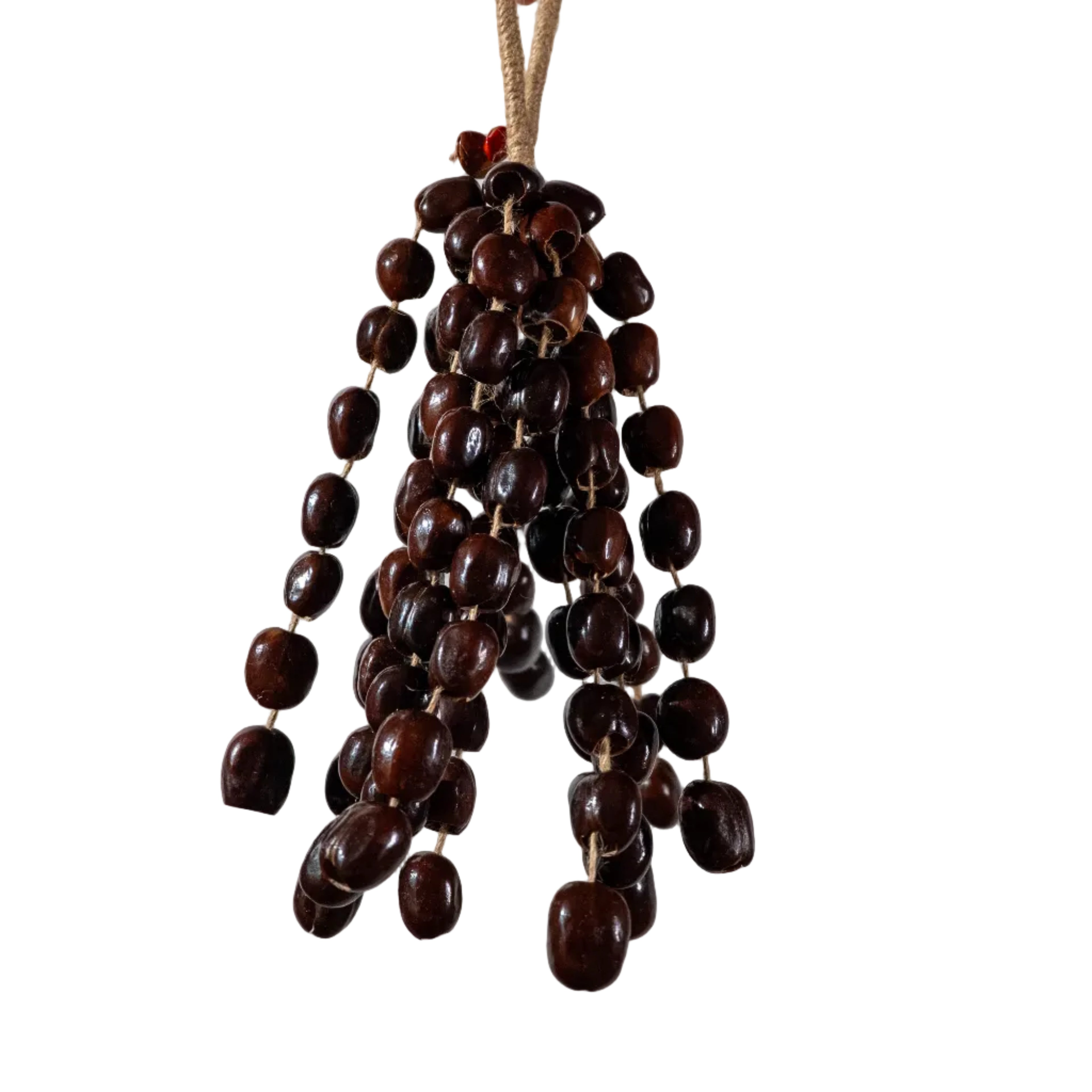 96-piece natural Pala nut wind chime with peach pits and red beans, acoustic anchor for sound healing