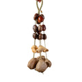 Professional 30-seed botanical wind chime featuring 18 Pala nuts, 6 Chacha pods, and 6 Panji shells for yoga, meditation, and sound healing.
